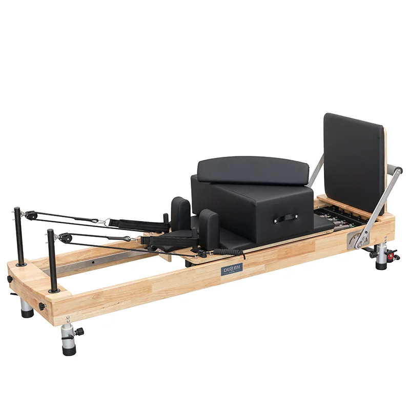 Home Use Adjustable Wooden Bed Equipment Oak Wood Foldable Folding Reformer Pilates for Exercise