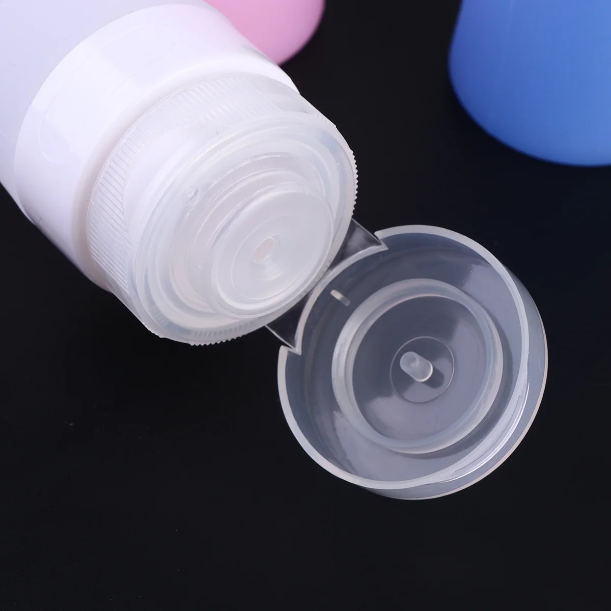 3 個のシリコーン詰め替えボトル絞りローション容器環境に優しいポータブルディスペンサー旅行用ブルーホワイトピンク