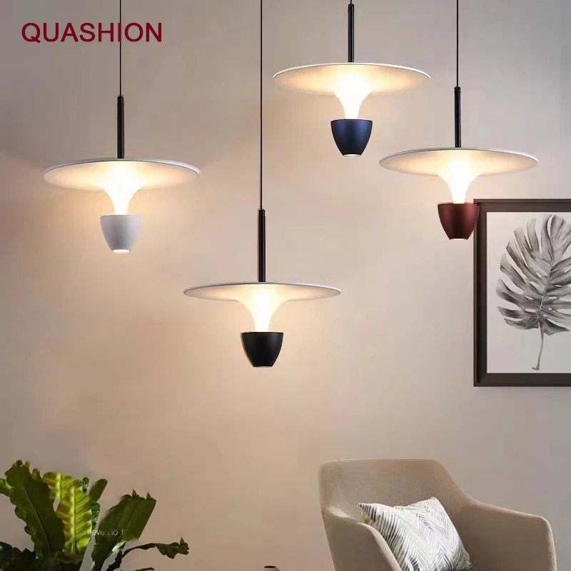 LED Mushroom Pendant Light Danish Jellyfish Bedside Chandelier Flying Saucer Restaurant Modern Minimalist Bar Small Hanging Lamp