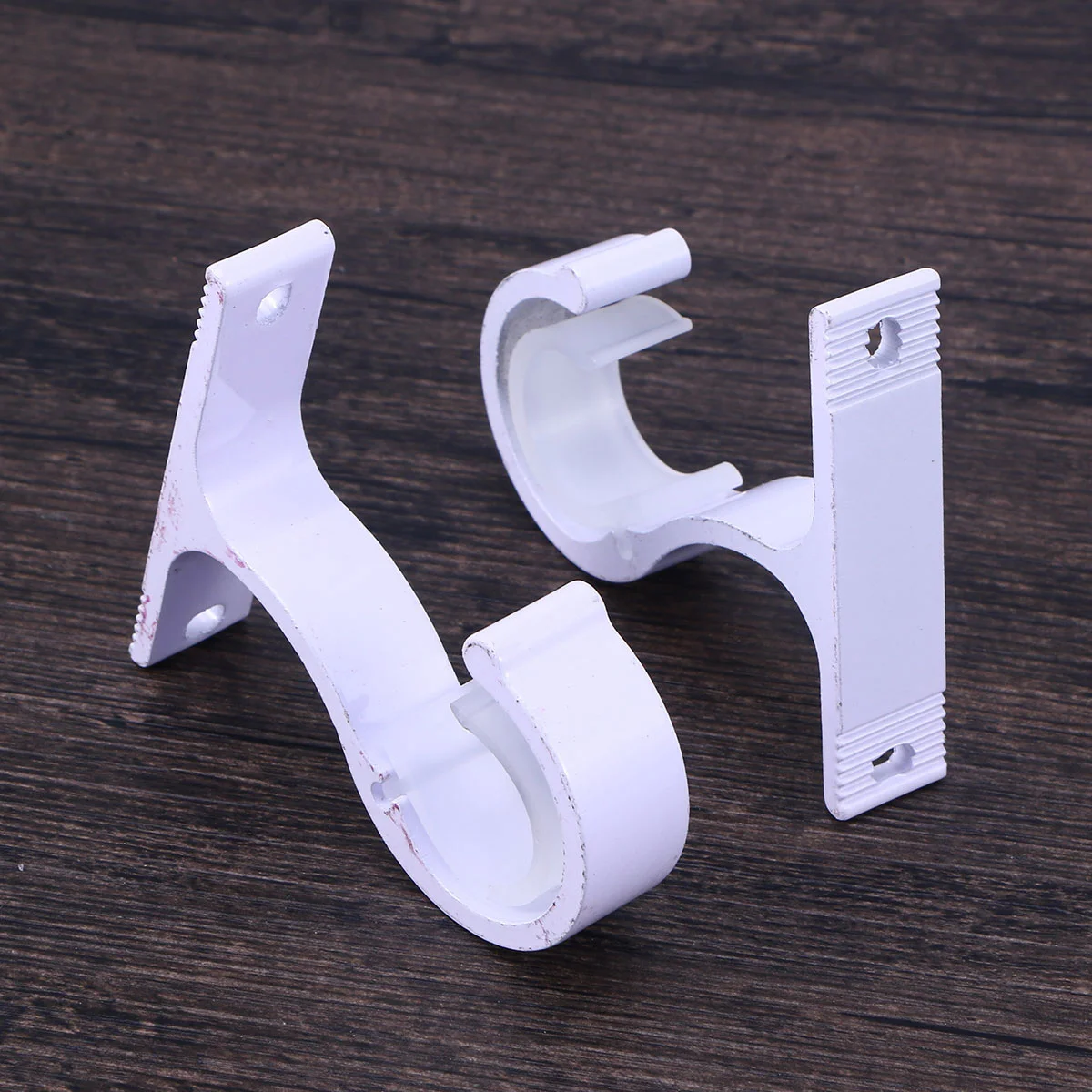 2 PCS Curtain Rod Bracket Guitar Wall Mount Hooks Clothes Heavy Duty Aluminum Alloy