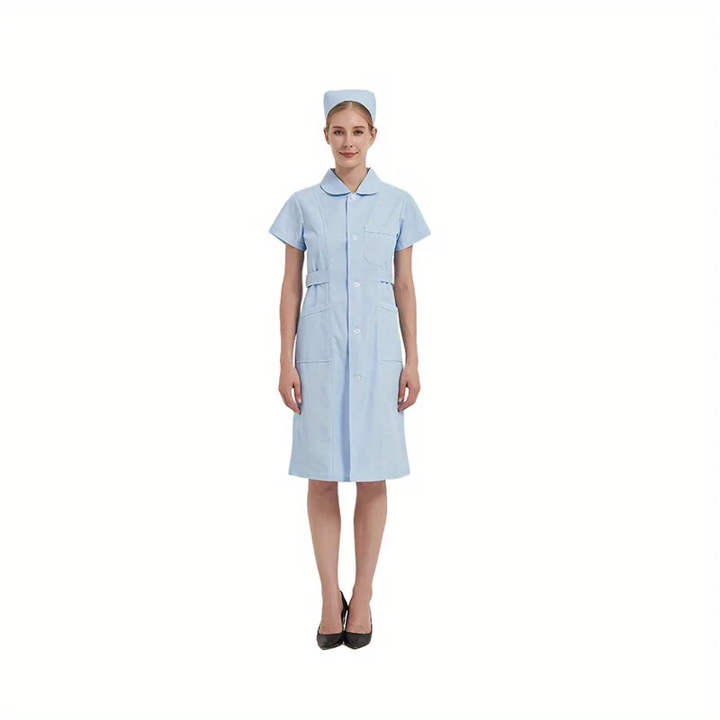 Women's Short Sleeve Nurse Uniforms White Lab Coats for Spring Summer Nursing Aesthetic Outfit