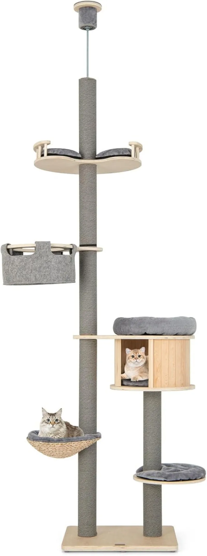 Floor to Ceiling Cat Tree, 100-110 inch Height Adjustable, Multi-Level Cat Tower Floor to Ceiling with Scratching Posts