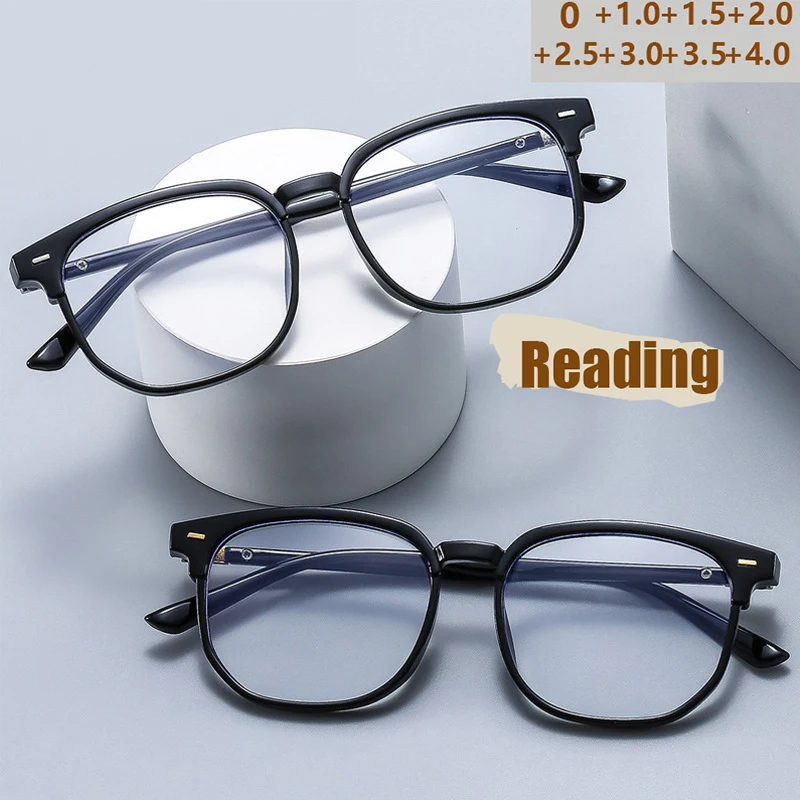 Modische Lesebrille, hochwertige High-Definition-Anti-Blaulicht-Retro-Schwarzer Rahmen für Männer und Frauen, gleiche Lesebrille 502