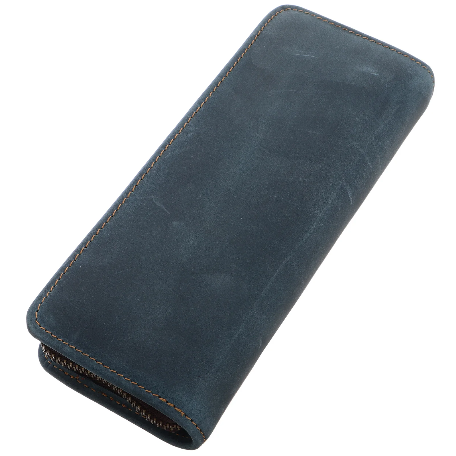 

Retro Cowhide Zippered Pencil Case Organizer Spacious Storage Pouch Pen Holder For Fountain Roller Pens Hard