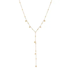 Stainless Steel Gold Color Beads Chain Necklace for Women Simple Long Tassel Clavicle Chain Party Jewelry