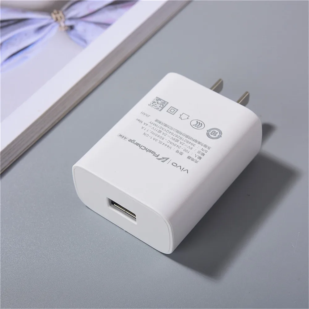 44W Vivo Fast Charger EU/US Plug FlashCharge 2.0 Adapter USB Type C Cable For X70 X60 S12 S10 Pro T1 IQOO Neo 5 855 Z5X Z6 Z5