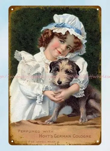 bedroom ideas Hoyts perfume girl terrier dog metal tin sign