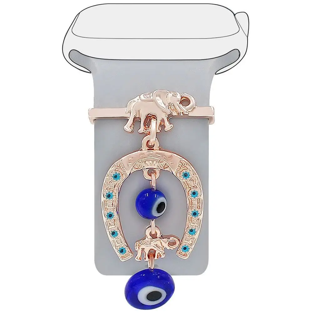 New Fashion Metal Charms Watch Band Decoration Ring For Apple Watch Pearl Diamond Ornament For iWatch Silicone Strap Jewelry