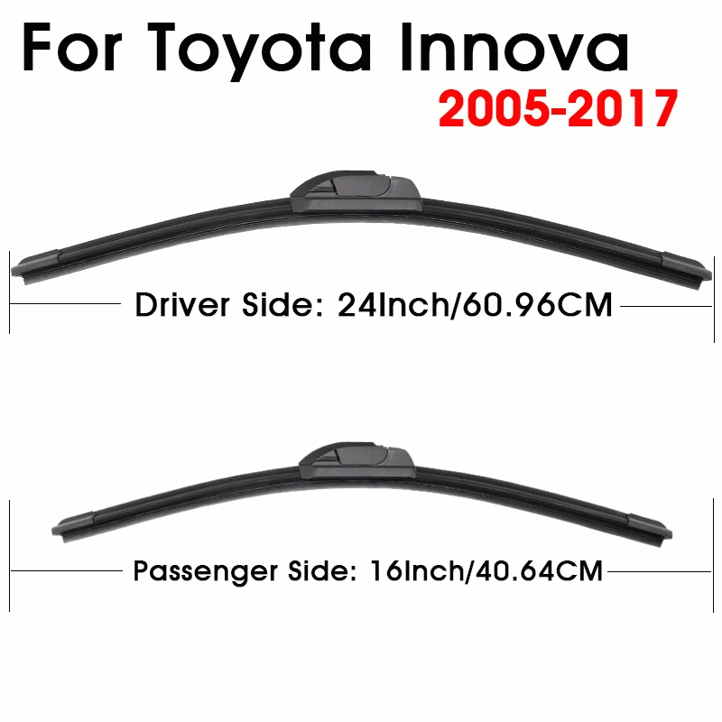 

For Toyota Innova 2005-2017 24"+16" Car Wiper Blade Front Wipers Windscreen Fit U Hook Arm Auto KOSOO Wiper Blades