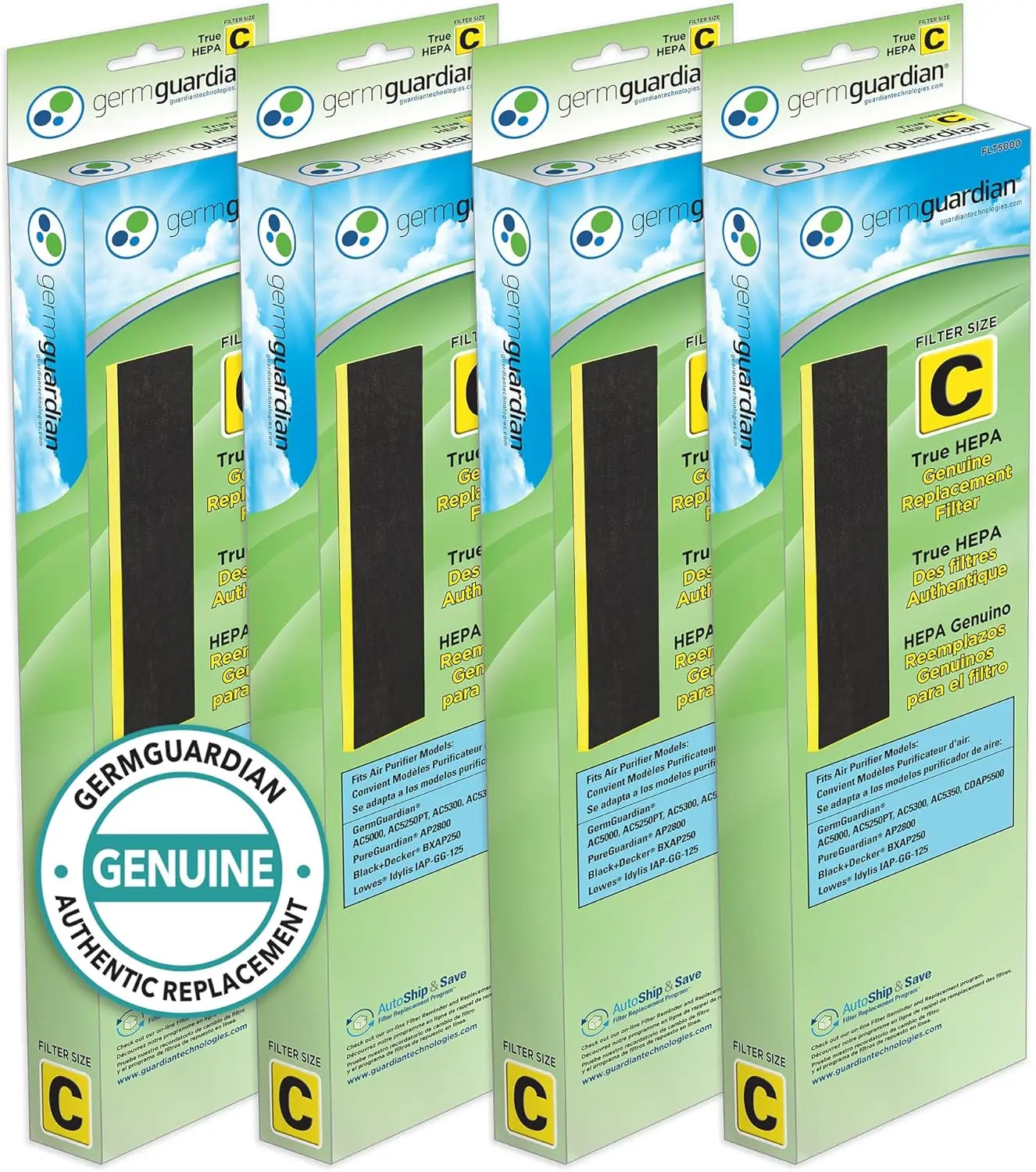 

Pure Genuine Air Purifier Replacement Filter, Removes 99.97% of Pollutants for AC5000 Series, 4-Pack,