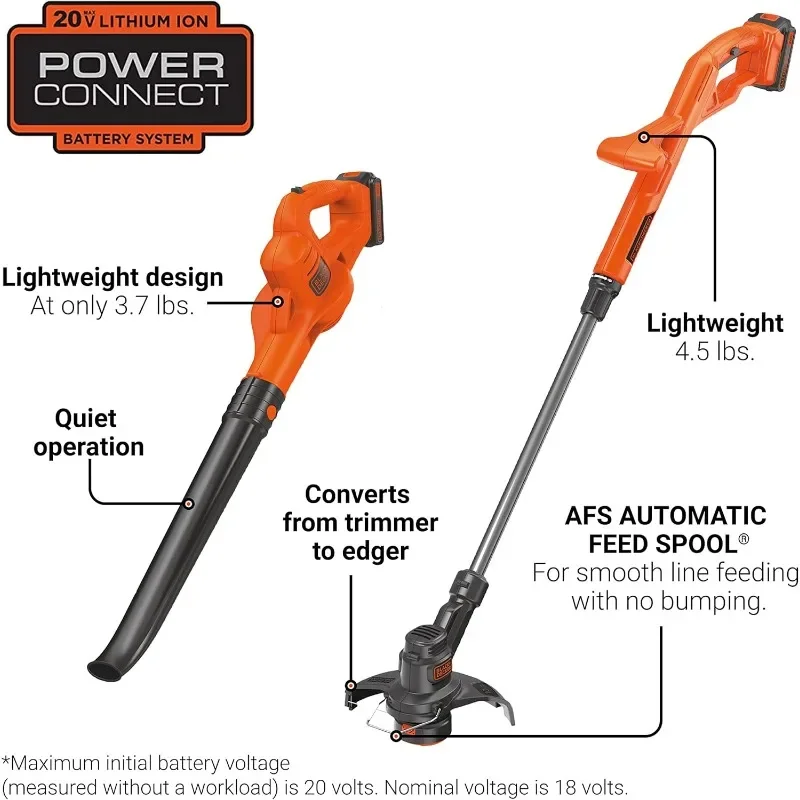 home.20V MAX* POWERCONNECT 10 in. 2in1 Cordless String Trimmer/Edger + Sweeper Combo Kit (LCC222) US(Origin)