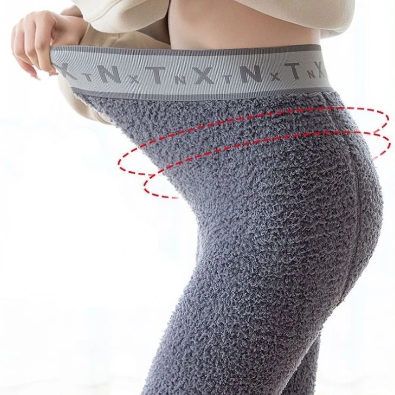 Coral Velvet Sleep Bottoms Women Warm High Waist Simple Winter Basic Ankle-length Thermal Pant Comfortable All-match Nightwear