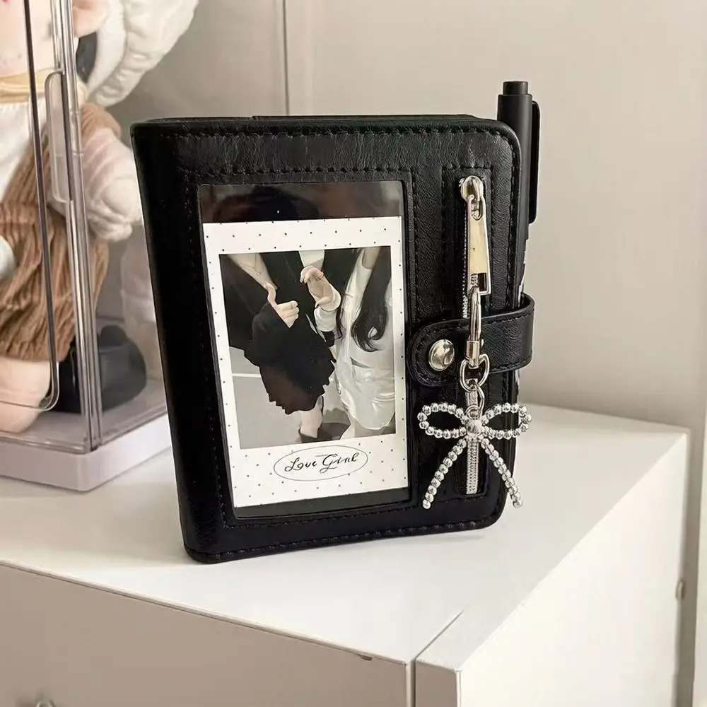 Multi-functional PU Leather Binder Notebook 5-Ring Loose-Leaf with Photo Window Pocket Journal Detachable Note Pad Gift