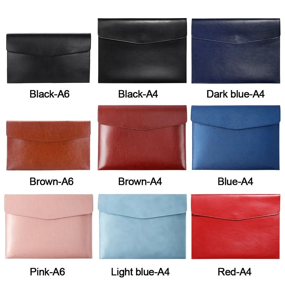 A4 A6 Leather File Folder Data Package Document Bag Fashion Briefcase Data Contract Bill File Bag School Office Supplies