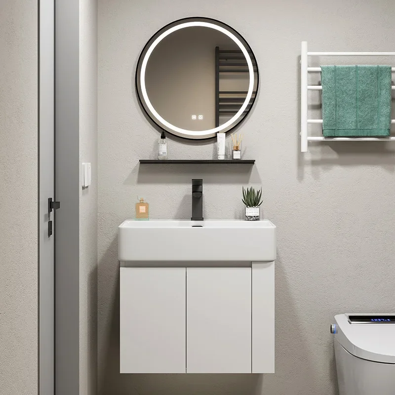 Display Bathroom Cabinet Slab Sink Ultra-narrow Luxury Wall-mounted Solid Wood Wash Basin Princess Gabinete Trendy Furniture