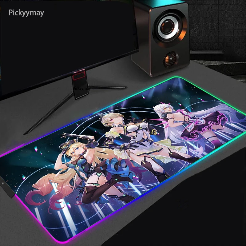 

Anime Gaming Mouse Pad RGB Honkai Impact Kawaii PC Gamer Keyboard Pad Deskmat LED Light Mousepad XXL Computer Gaming Accessories