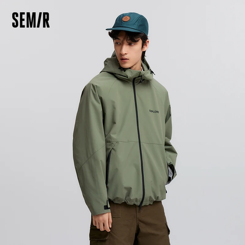 Semir Jacket Men Three-proof Windproof 2025 Spring New Hooded Top for Outdoor Hiking