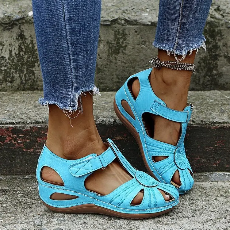 

Wedges Women's Covered Heel sandals Women's Comfortable beach sandals Hook-ring for summer women's shoes in large sizes