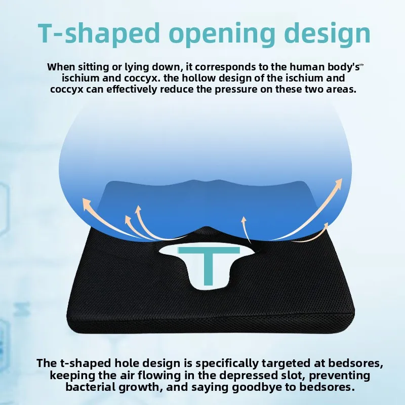 Breathable Fiber‑Made Relief Cushion, T‑Shaped Opening, Triangular Slope Seat Pad, Comfort‑Focused Pressure‑Easing Seat Support