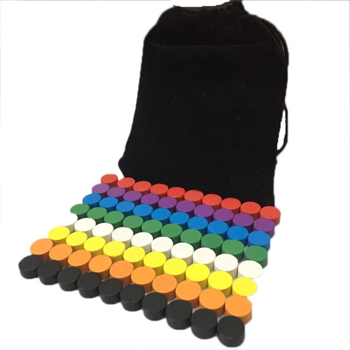 Imagen 2 del producto 100 Uds con bolsa diámetro del disco 10*5MM 8 colores peón piezas de juego de madera colorido peón/échecs para juego de mesa/juegos educativos