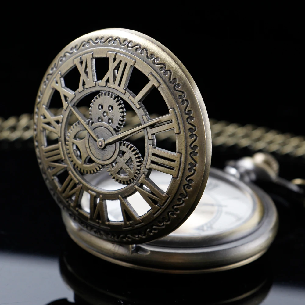 New Digital Gear Hollow Quartz Pocket Watch Best Holiday Gift High Quality Men's Necklace Pendant Women's Jewelry Gift