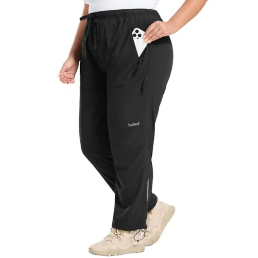 baleaf Plus Size Hiking Pants for Women Lightweight Quick Dry Cargo Joggers Water Resistant with 4 Zipper Pockets UPF 50+