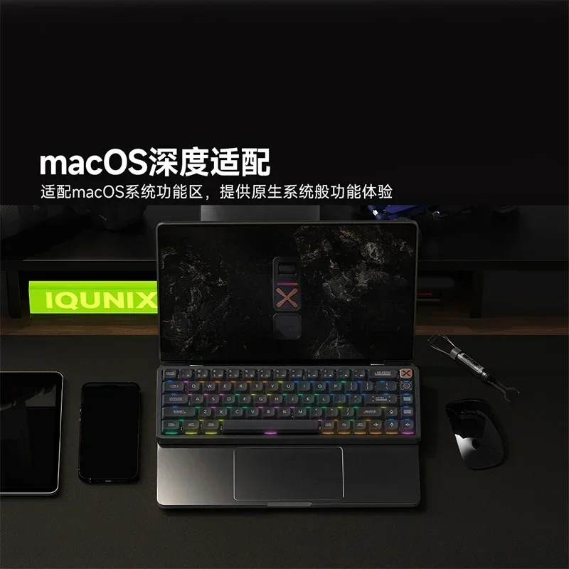 Tastiera meccanica IQUNIX MG65 Pro Tastiera da gioco wireless a 3 modalità a basso profilo Supporto per ufficio ultrasottile in lega di alluminio VIA