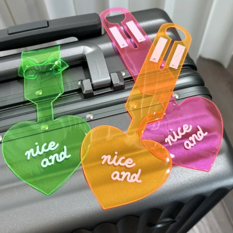 Wear-resistant Luggage Tag Anti-lost Writable Bag Label Bendable Fluorescence Color PVC Tags Traveling Bag Sturdy Long Labels