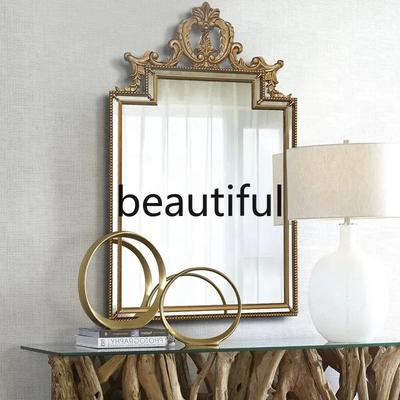 a50 French carved retro full-length mirror wall-mounted  villa bedroom makeup mirror household bathroom mirror
