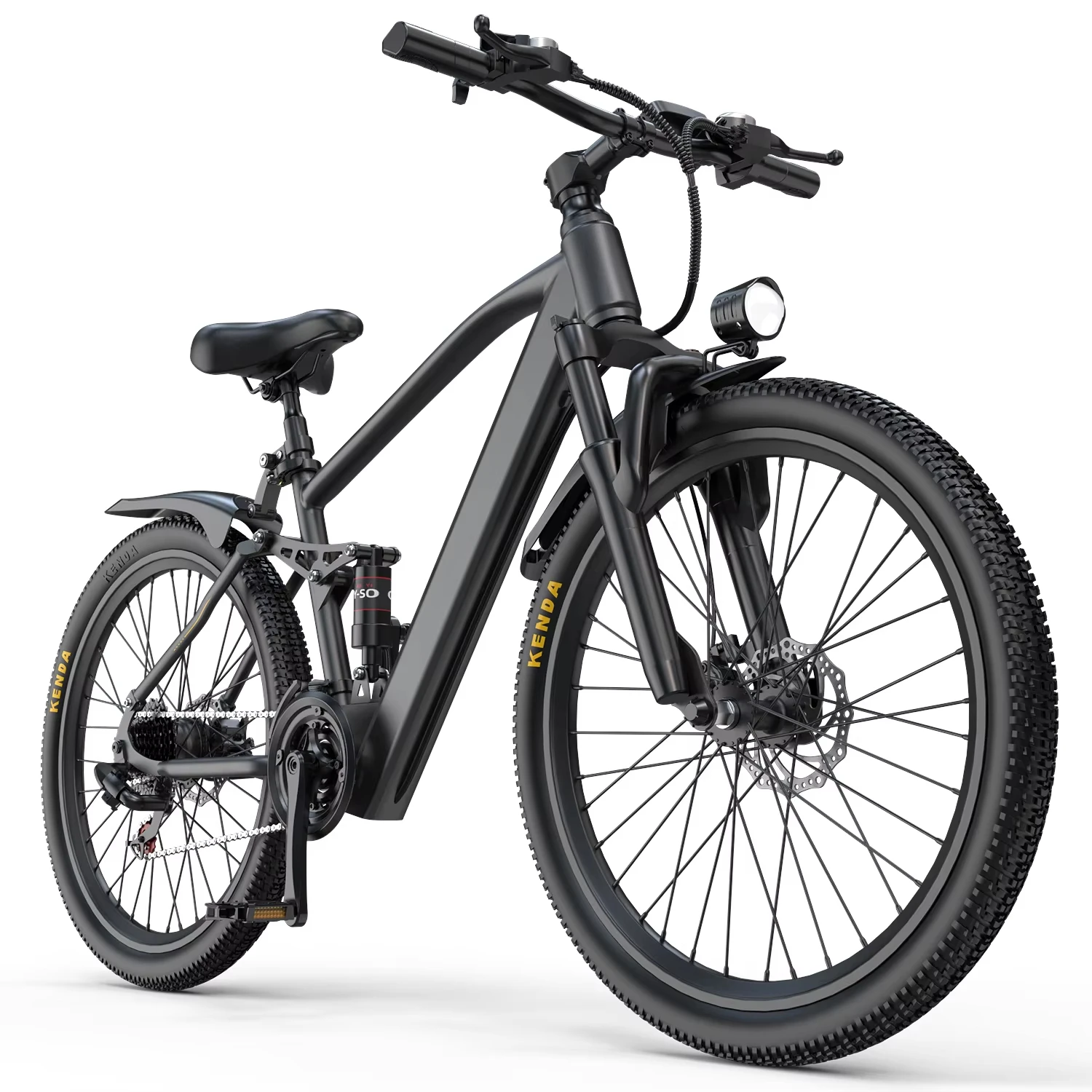 Aairsk GT900 elektrische fiets, dubbele vering, 21 versnellingen, 36 V 13 Ah batterij, 26" x 1.95 banden, 40 tot 60 km bereik per oplaadbeurt, maximale snelheid 25 km/u, elektrische fiets voor