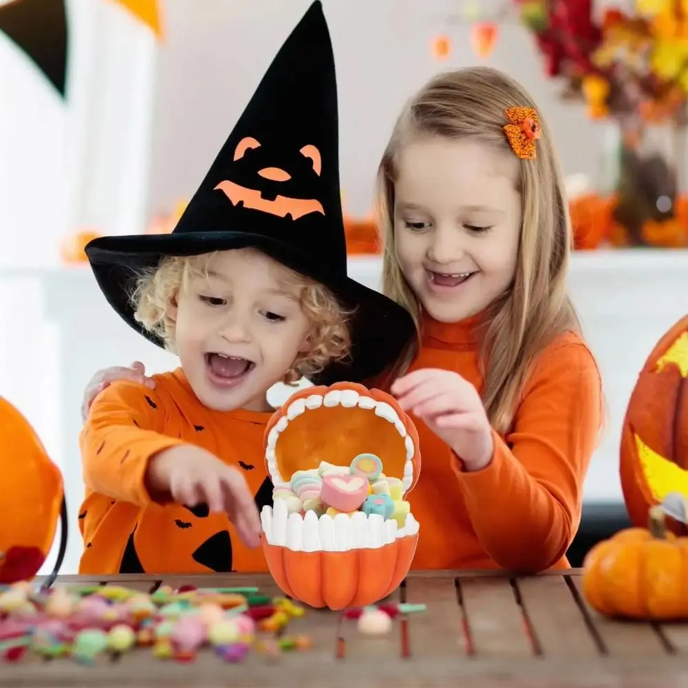 

Resin Halloween Pumpkin Storage Box Decorative Bowl Hinged Lid Pumpkin Candy Box Halloween Decor Storage Trick Or Treat Boxes
