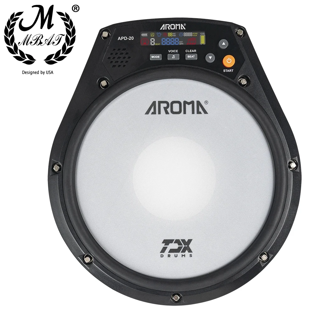 aroma-apd-20-tablero-de-golpe-de-tambor-silencioso-electronico-almohadilla-de-tambor-silenciosa-electronica-metronomo-vocal-almohadilla-de-entrenamiento-instrumento-de-percusion