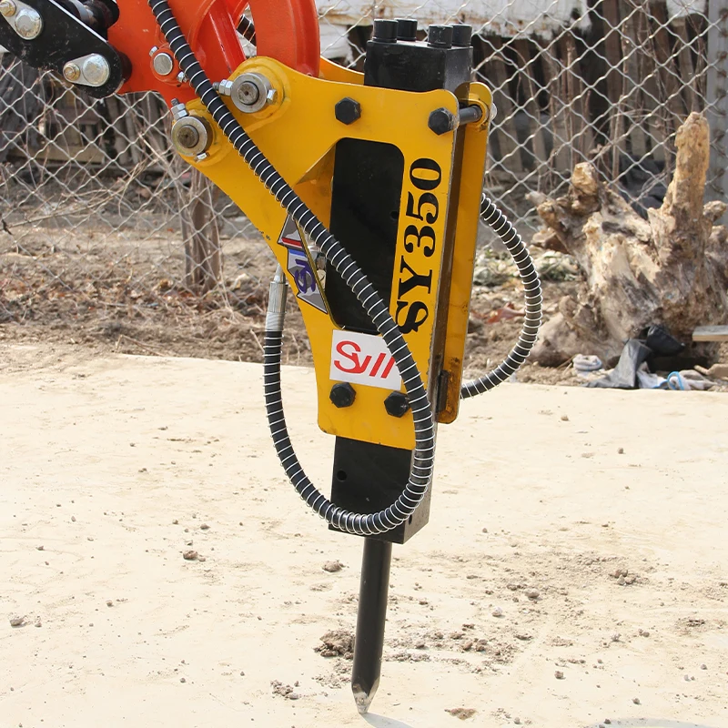 Mini Excavator Attachment: Metal Hydraulic Breaker Hammer with Toolbox & Oxygen Cylinder, Compatible with 1 - Ton Mini Excavator
