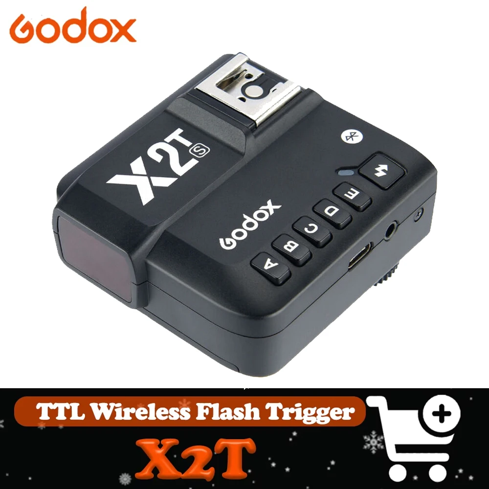 

Беспроводной TTL-триггер Godox X2T для вспышек, высокоскоростная синхронизация 1/8000 с, беспроводной передатчик для вспышек Sony, Canon, Nikon, Fuji