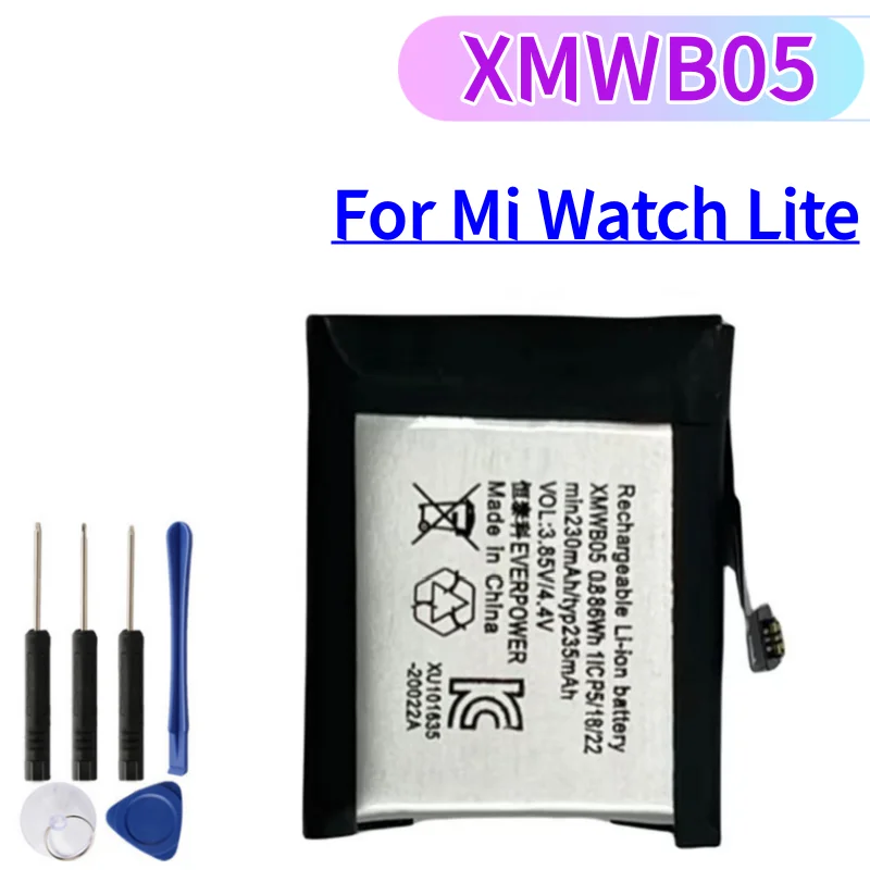 New High Quality HT481822H XMWB05 Smart Watch Battery 481822 For Mi Watch Lite Replacement Battery 230mAh + Free Tools