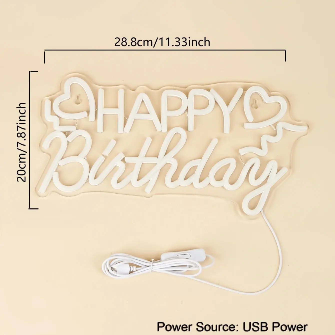 Chi-buy LED Neon Buon Compleanno Insegne al neon alimentate tramite USB Decorazione Lampada Insegne Regalo di compleanno Arte della parete per camera da letto Bar Negozio