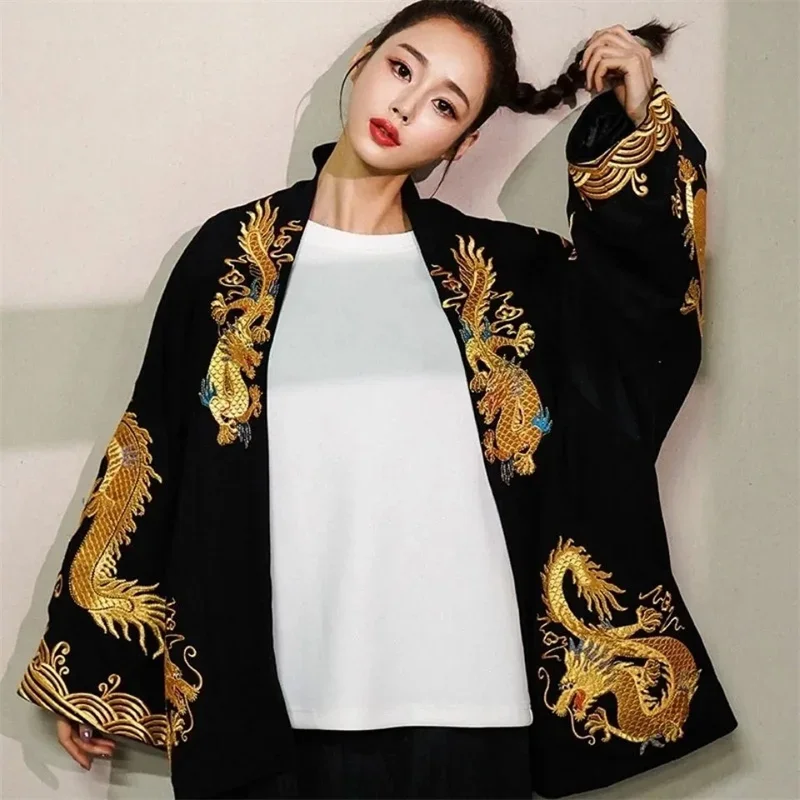 Chinese Style Printed Dragon Robe Coat Plus Size Women's Cardigan National Tide National Style Hanfu Spring Autumn Models L286