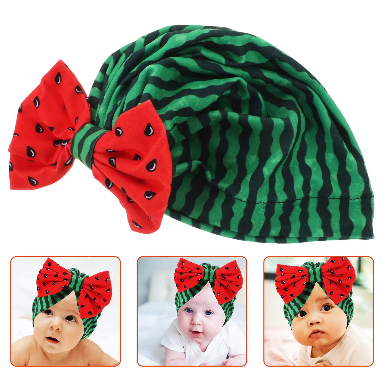

Детская шапка с узором в виде арбуза, мягкая и легкая шапочка для новорожденных, теплая и удобная шапка для малышей на весну и осень, для девочек