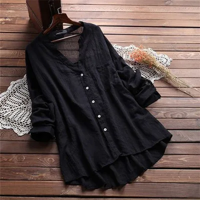 White Cotton Long irt Women Summer Clothes irt Dr Casual Commute Sle Pure Color Loose Fit Mid-Length Sve