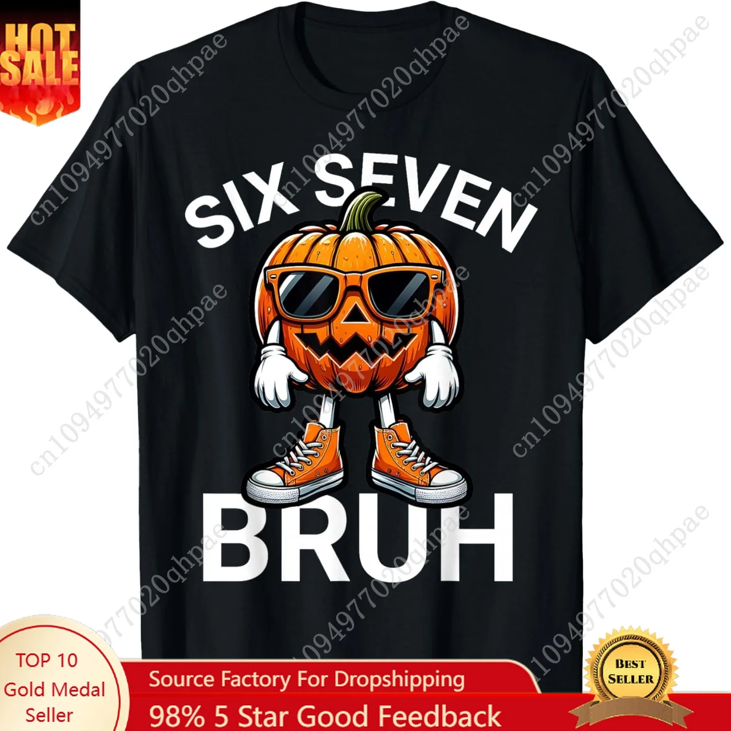 67 Halloween grappige zes zeven Meme Brainrot pompoen Kids Bruh T-shirt
