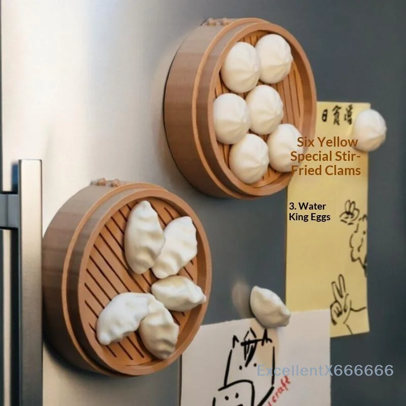 Realistic 3D Steamed Bun Dumpling Mini Fridge Magnet Creative Kitchen Home Decor Magnet for Food Lover Souvenir