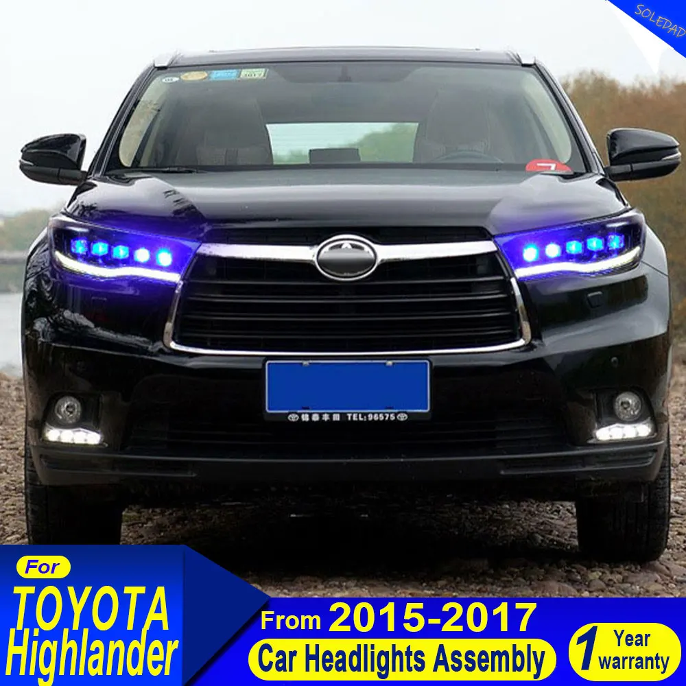 Car headlight for Toyota Highlander LED Headlight 2015 2016 2017 Highlander Head Lamp Drl Projector Lens Automotive Accessories
