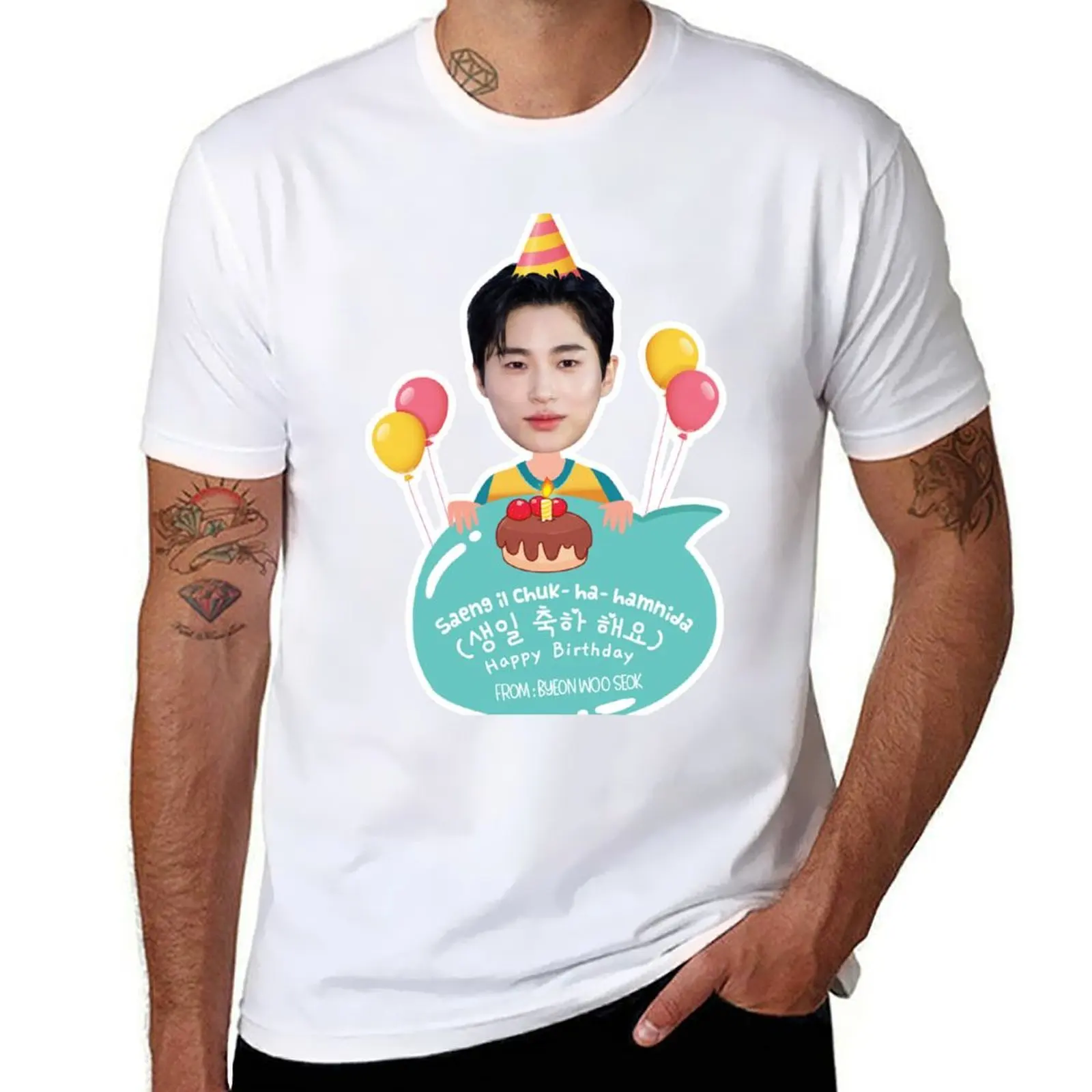 

Woo Byeon mens - man for graphic Seok shirts percent Birthday t Happy 100 cotton T-Shirt Lovely Kdrama Runner t shirt