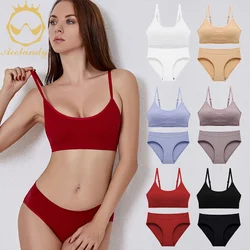 ACELANDY-Sexy Seamless Bra Set Push Up Women's Brassiere Fitness Underwear Lingerie Soft Bra+Pantys Comfort Stretchy Tank Suit