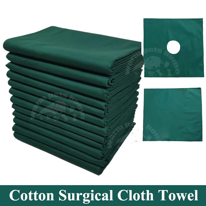 Surgical Cloth Hole Towel Cotton Green Cloth Surgical Treatment Towel High Temperature Disinfection Surgical Towels with Hole