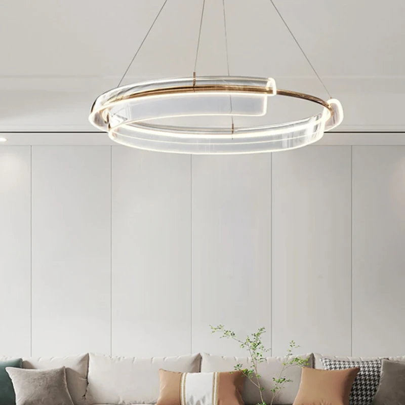 

AiPaiTe Aluminum Acrylic Circle LED Pendant Light for Dining Room, Living Room, Bedroom and other Height Adjustable Home Decorat