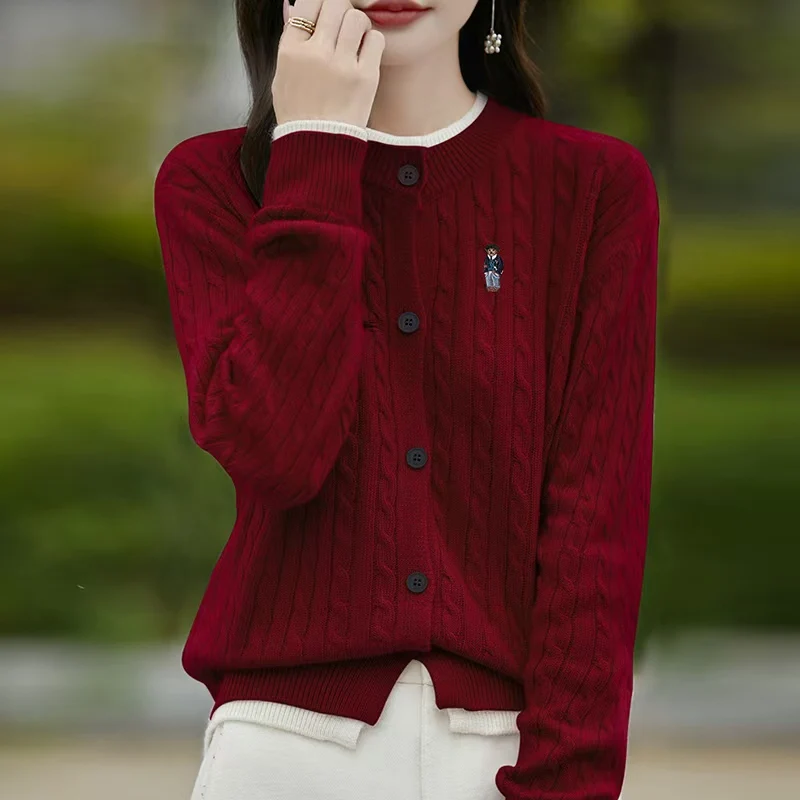 

Women's cashmere cardigan sweater 2025 autumn and winter new knitted cardigan women's loose wool sweater cardigan coat