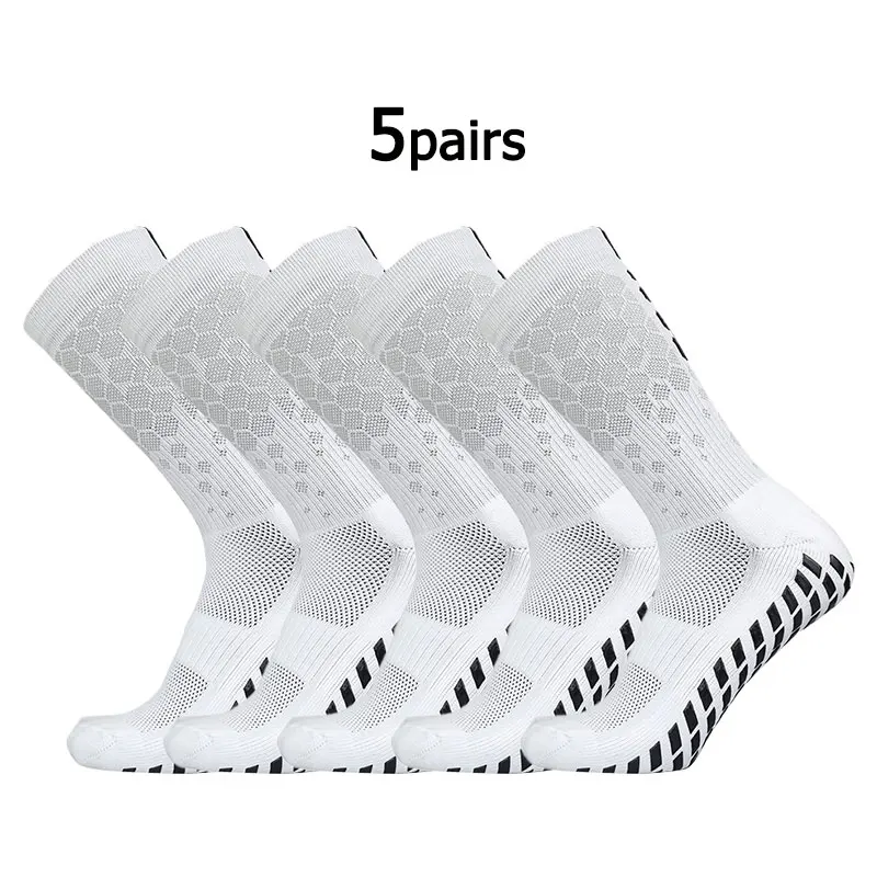 5 pairs New Men Women Football Socks Honeycomb Graphics Breathable Sports Arrow Silicone Anti Slip Grip Soccer Socks