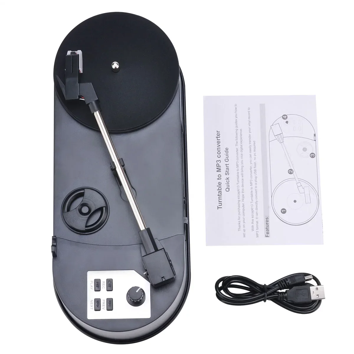 Ezcap613 USB Turntable Vinyl LP Record Player Convert Vinyl Song To MP3 Converter Recorder Playback Music with Speaker /ezcap610