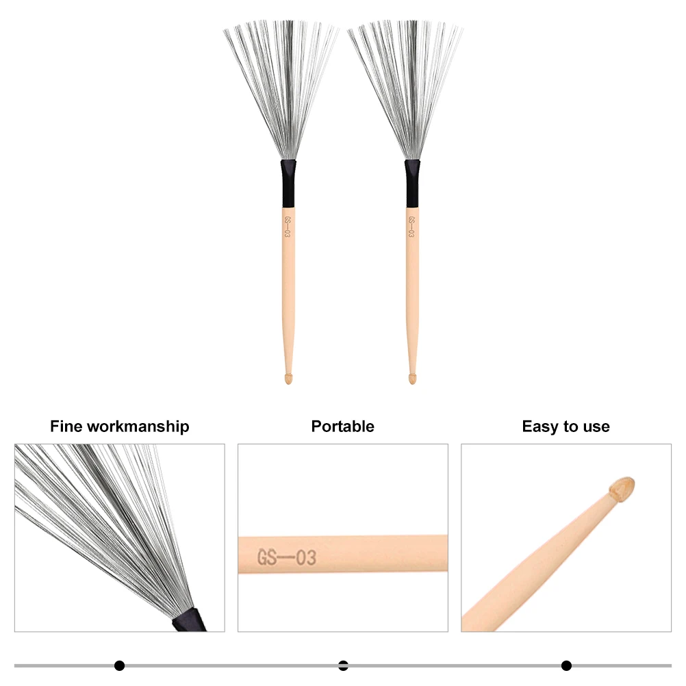 

Maple Sticks Corrosion-resistant Drum Brush Wire Brushes Roller Percussion Instrument Drumbrush Carbon Steel